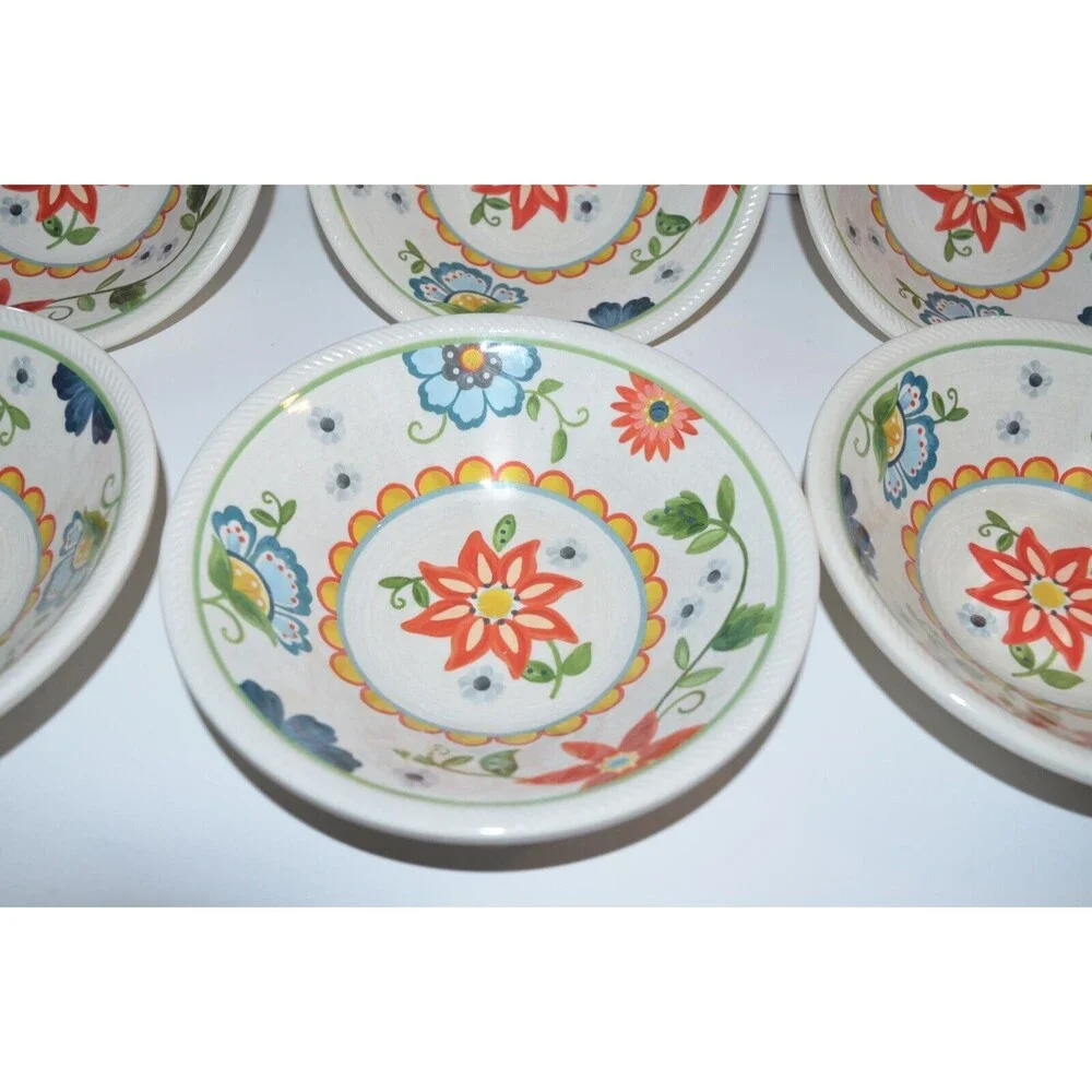 Cereal Bowls Threshold Melamine Floral‎ Bright Colors 7